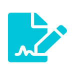 : A icon showing a pencil writing depicting how financial advisors can use electronic signature to reduce friction for their clients during the onboarding process.