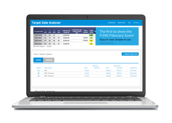 A laptop showing how the Principal target date analyzer can help you compare specific target date investments.